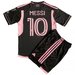 Inter Miami Fotballdrakt Barn Lionel Messi #10 Bortedraktsett 2023-24 Kortermet (+ Korte bukser)