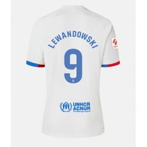Barcelona Fotballdrakt Dame Robert Lewandowski #9 Bortetrøye 2023-24 Kortermet