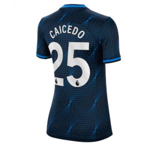 Chelsea Fotballdrakt Dame Moises Caicedo #25 Bortetrøye 2023-24 Kortermet