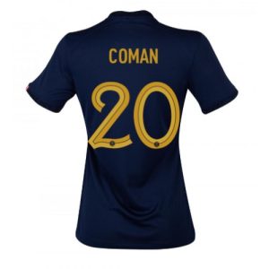 Fotballdrakt Dame Frankrike Kingsley Coman #20 Hjemmetrøye FIFA VM 2022 Kortermet