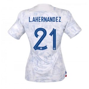Fotballdrakt Dame Frankrike Lucas Hernandez #21 Bortetrøye FIFA VM 2022 Kortermet