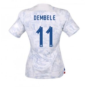 Fotballdrakt Dame Frankrike Ousmane Dembele #11 Bortetrøye FIFA VM 2022 Kortermet