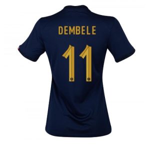 Fotballdrakt Dame Frankrike Ousmane Dembele #11 Hjemmetrøye FIFA VM 2022 Kortermet