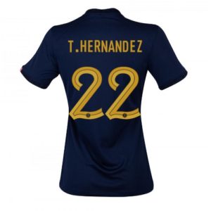 Fotballdrakt Dame Frankrike Theo Hernandez #22 Hjemmetrøye FIFA VM 2022 Kortermet