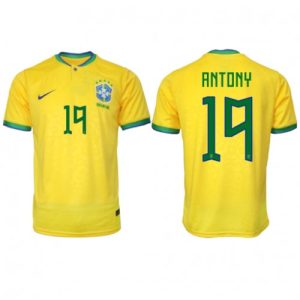 Fotballdrakt Herre Brasil Antony #19 Hjemmetrøye FIFA VM 2022 Kortermet