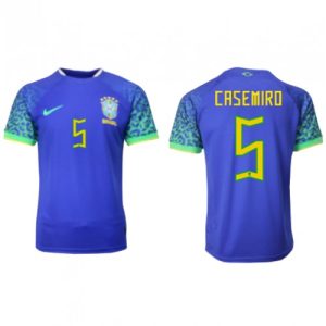 Fotballdrakt Herre Brasil Casemiro #5 Bortetrøye FIFA VM 2022 Kortermet