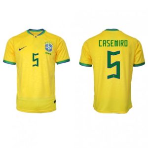 Fotballdrakt Herre Brasil Casemiro #5 Hjemmetrøye FIFA VM 2022 Kortermet