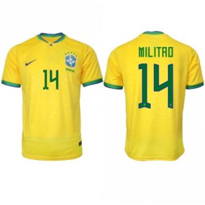 Fotballdrakt Herre Brasil Eder Militao #14 Hjemmetrøye FIFA VM 2022 Kortermet