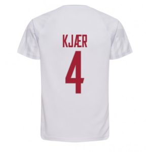 Fotballdrakt Herre Danmark Simon Kjaer #4 Bortetrøye FIFA VM 2022 Kortermet