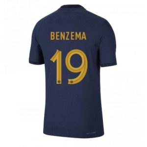 Fotballdrakt Herre Frankrike Karim Benzema #19 Hjemmetrøye FIFA VM 2022 Kortermet