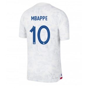 Fotballdrakt Herre Frankrike Kylian Mbappe #10 Bortetrøye FIFA VM 2022 Kortermet