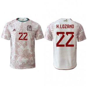Fotballdrakt Herre Mexico Hirving Lozano #22 Bortetrøye FIFA VM 2022 Kortermet