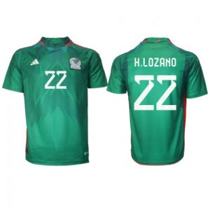 Fotballdrakt Herre Mexico Hirving Lozano #22 Hjemmetrøye FIFA VM 2022 Kortermet