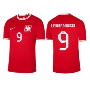 Fotballdrakt Herre Polen Robert Lewandowski #9 Bortetrøye FIFA VM 2022 Kortermet