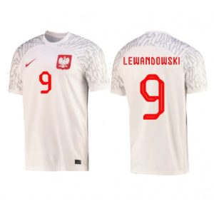 Fotballdrakt Herre Polen Robert Lewandowski #9 Hjemmetrøye FIFA VM 2022 Kortermet