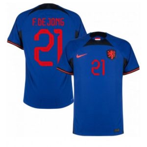 Fotballdrakt til Herre Nederland Frenkie de Jong #21 Bortetrøye FIFA VM 2022 Kortermet