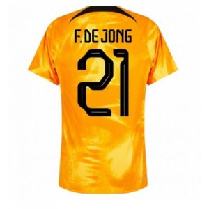 Fotballdrakt til Herre Nederland Frenkie de Jong #21 Hjemmetrøye FIFA VM 2022 Kortermet