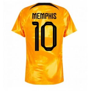 Fotballdrakt til Herre Nederland Memphis Depay #10 Hjemmetrøye FIFA VM 2022 Kortermet