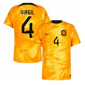 Fotballdrakt til Herre Nederland Virgil van Dijk #4 Hjemmetrøye FIFA VM 2022 Kortermet