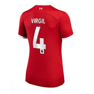 Liverpool Fotballdrakt Dame Virgil van Dijk #4 Hjemmetrøye 2023-24 Kortermet