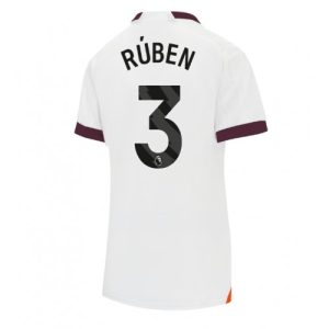 Manchester City Fotballdrakt Dame Ruben Dias #3 Bortetrøye 2023-24 Kortermet