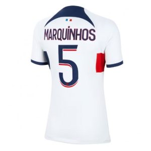 Paris Saint-Germain Fotballdrakt Dame Marquinhos #5 Bortetrøye 2023-24 Kortermet