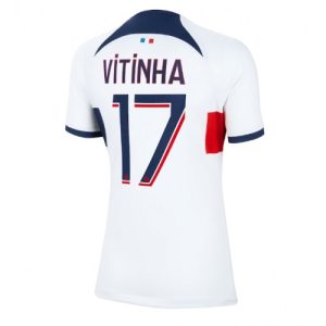 Paris Saint-Germain Fotballdrakt Dame Vitinha Ferreira #17 Bortetrøye 2023-24 Kortermet