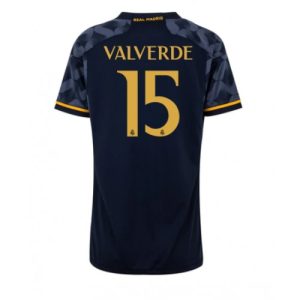 Real Madrid Fotballdrakt Dame Federico Valverde #15 Bortetrøye 2023-24 Kortermet