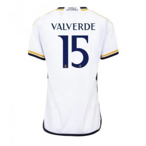 Real Madrid Fotballdrakt Dame Federico Valverde #15 Hjemmetrøye 2023-24 Kortermet