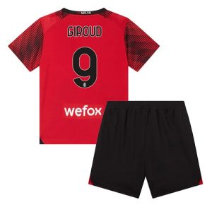 AC Milan Fotballdrakt Olivier Giroud #9 Hjemmedrakt Barn 2023-24 Kortermet (+ Korte bukser)