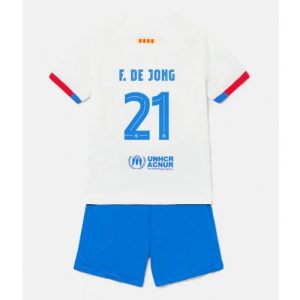 Barcelona Fotballdrakt Frenkie de Jong #21 Bortedrakt Barn 2023-24 Kortermet (+ Korte bukser)