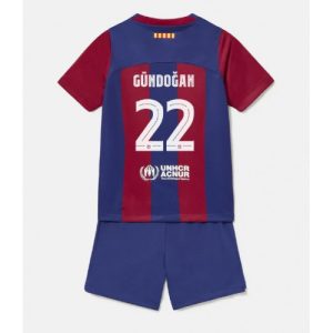 Barcelona Fotballdrakt Ilkay Gundogan #22 Hjemmedrakt Barn 2023-24 Kortermet (+ Korte bukser)