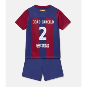 Barcelona Fotballdrakt Joao Cancelo #2 Hjemmedrakt Barn 2023-24 Kortermet (+ Korte bukser)