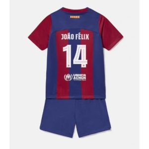 Barcelona Fotballdrakt Joao Felix #14 Hjemmedrakt Barn 2023-24 Kortermet (+ Korte bukser)