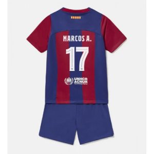 Barcelona Fotballdrakt Marcos Alonso #17 Hjemmedrakt Barn 2023-24 Kortermet (+ Korte bukser)