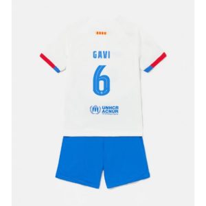 Barcelona Fotballdrakt Paez Gavi #6 Bortedrakt Barn 2023-24 Kortermet (+ Korte bukser)