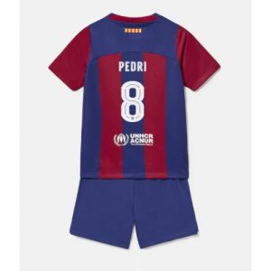 Barcelona Fotballdrakt Pedri Gonzalez #8 Hjemmedrakt Barn 2023-24 Kortermet (+ Korte bukser)