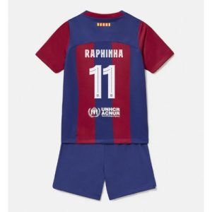 Barcelona Fotballdrakt Raphinha Belloli #11 Hjemmedrakt Barn 2023-24 Kortermet (+ Korte bukser)