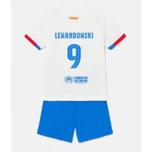 Barcelona Fotballdrakt Robert Lewandowski #9 Bortedrakt Barn 2023-24 Kortermet (+ Korte bukser)