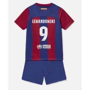 Barcelona Fotballdrakt Robert Lewandowski #9 Hjemmedrakt Barn 2023-24 Kortermet (+ Korte bukser)