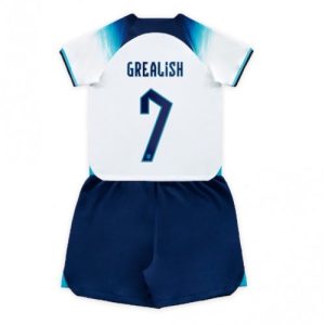 England Fotballdrakt Barn Jack Grealish #7 Hjemmedrakt FIFA VM 2022 Kortermet (+ Korte bukser)