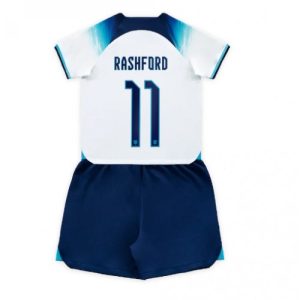 England Fotballdrakt Barn Marcus Rashford #11 Hjemmedrakt FIFA VM 2022 Kortermet (+ Korte bukser)