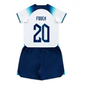 England Fotballdrakt Barn Phil Foden #20 Hjemmedrakt FIFA VM 2022 Kortermet (+ Korte bukser)