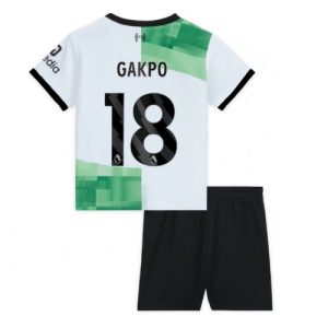 Liverpool Fotballdrakt Barn Cody Gakpo #18 Bortedrakt 2023-24 Kortermet (+ Korte bukser)