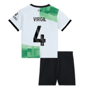 Liverpool Fotballdrakt Barn Virgil van Dijk #4 Bortedrakt 2023-24 Kortermet (+ Korte bukser)