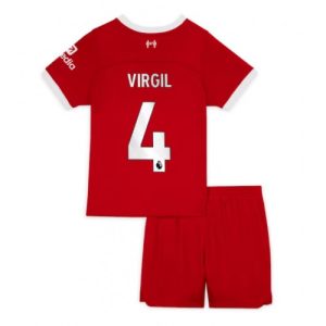 Liverpool Fotballdrakt Barn Virgil van Dijk #4 Hjemmedrakt 2023-24 Kortermet (+ Korte bukser)
