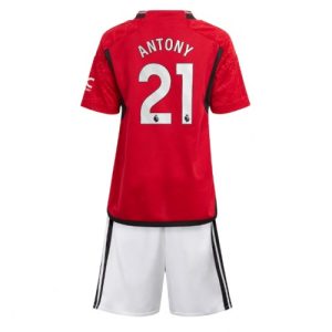 Manchester United Fotballdrakt Barn Antony #21 Hjemmedrakt 2023-24 Kortermet (+ Korte bukser)