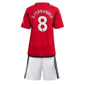 Manchester United Fotballdrakt Barn Bruno Fernandes #8 Hjemmedrakt 2023-24 Kortermet (+ Korte bukser)