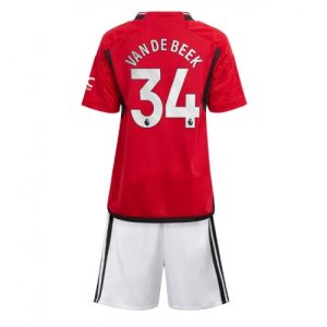 Manchester United Fotballdrakt Barn Donny van de Beek #34 Hjemmedrakt 2023-24 Kortermet (+ Korte bukser)