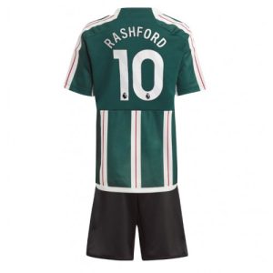 Manchester United Fotballdrakt Barn Marcus Rashford #10 Bortedrakt 2023-24 Kortermet (+ Korte bukser)